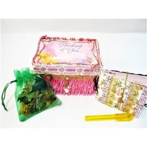 Handcrafted Keepsake Trinket Box for Mementos Desk Items w/ Journal Potpourri